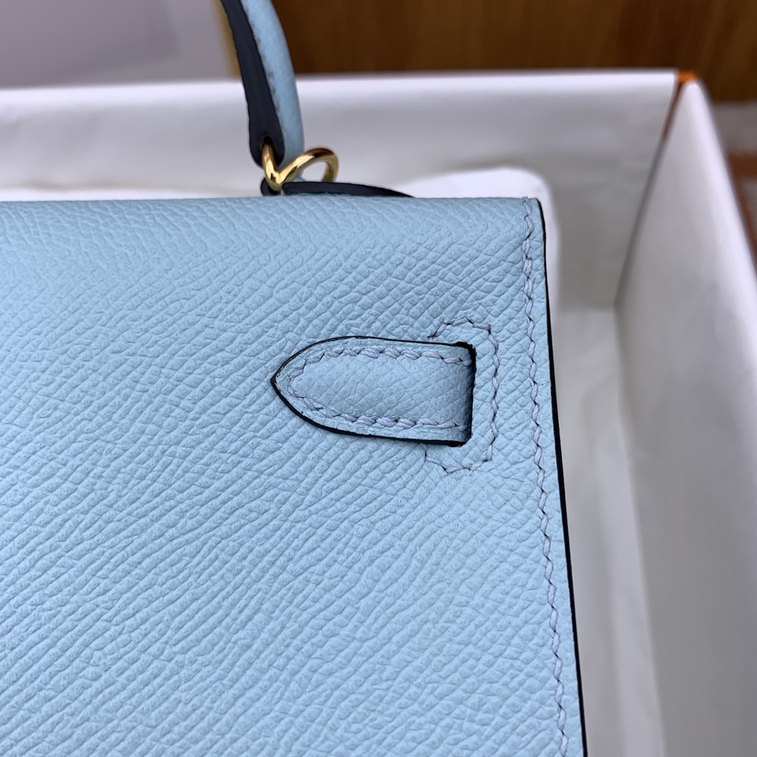 Hermes Kelly Mini II Bag 19CM In Azure Blue Epsom Leather